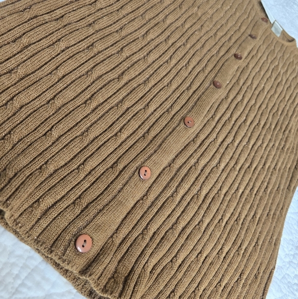 Liz Claiborne Wool Blend Cable Knit Button Up Shimmer Cardigan Sweater - Picture 7 of 14